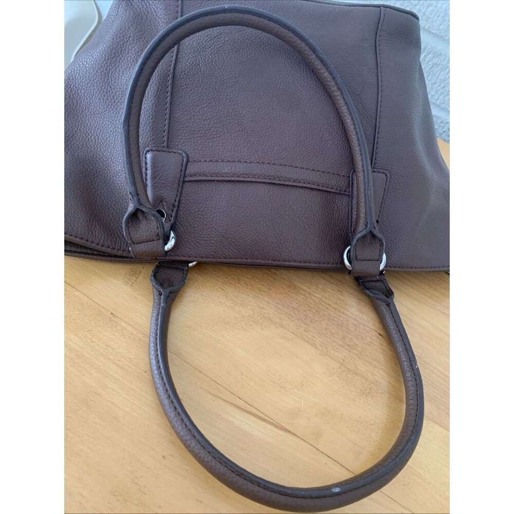 TIGNANELLO Brown Genuine Leather Double Handle Medium Size Bag Purse Lined EUC - Picture 5 of 14